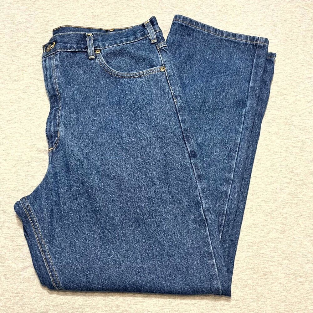 Carhartt Men 36x30 Blue Relaxed Fit Straight Work Jeans B160-DST ACT 40X32